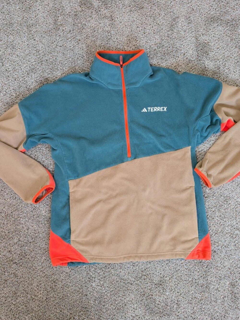 Adidas Terrex Zip Up Fleece | Orange Tan and Teal Size Medium
